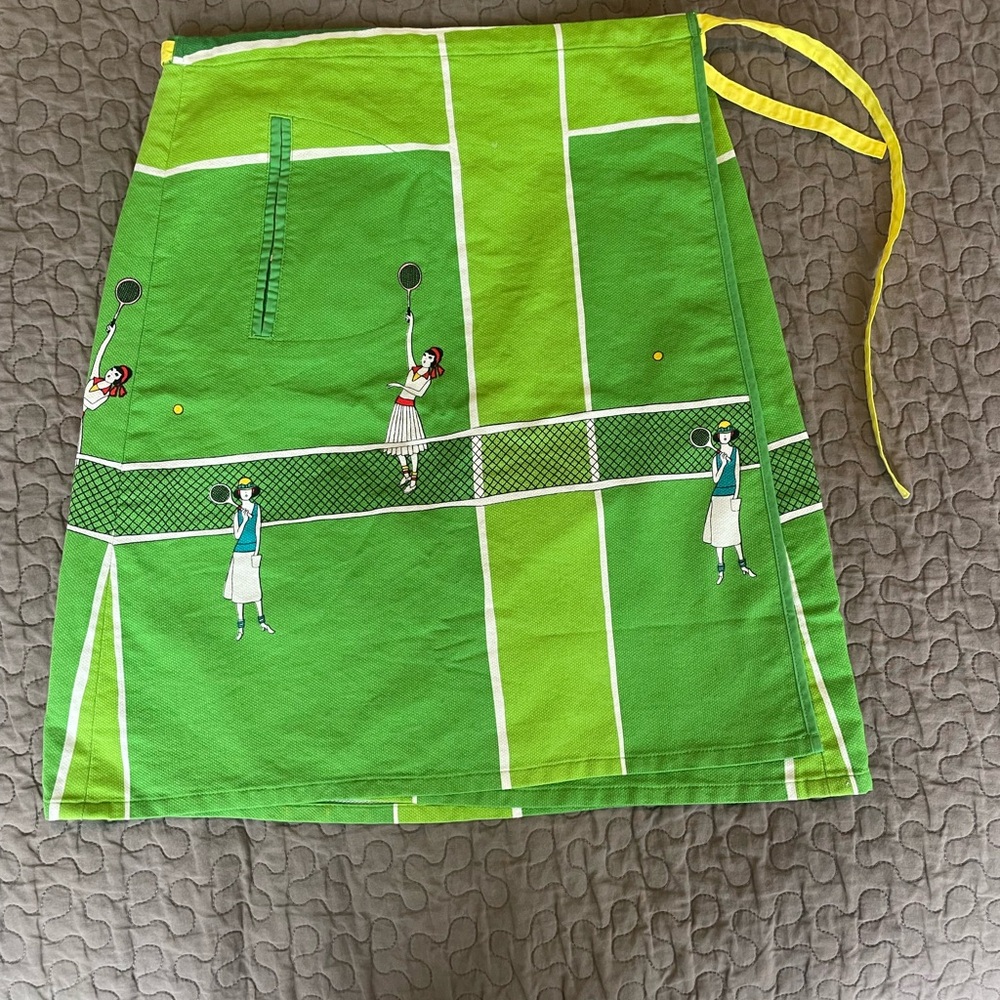 Green Wrap Skirt Vintage Tennis Print